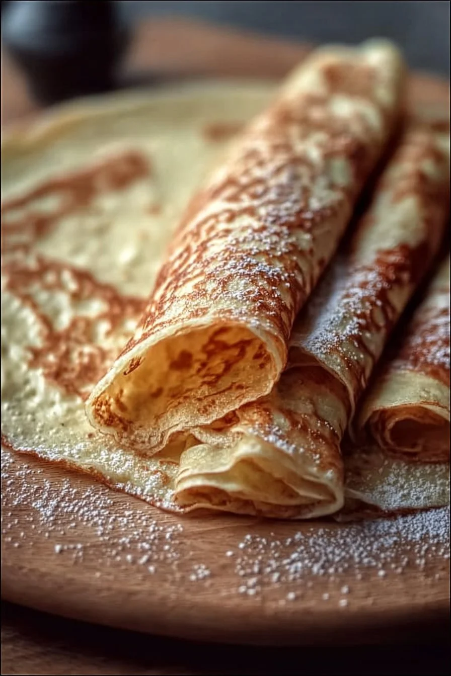 Homemade Sweet Crepes 2 Homemade sweet crepes topped with strawberries and whipped cream