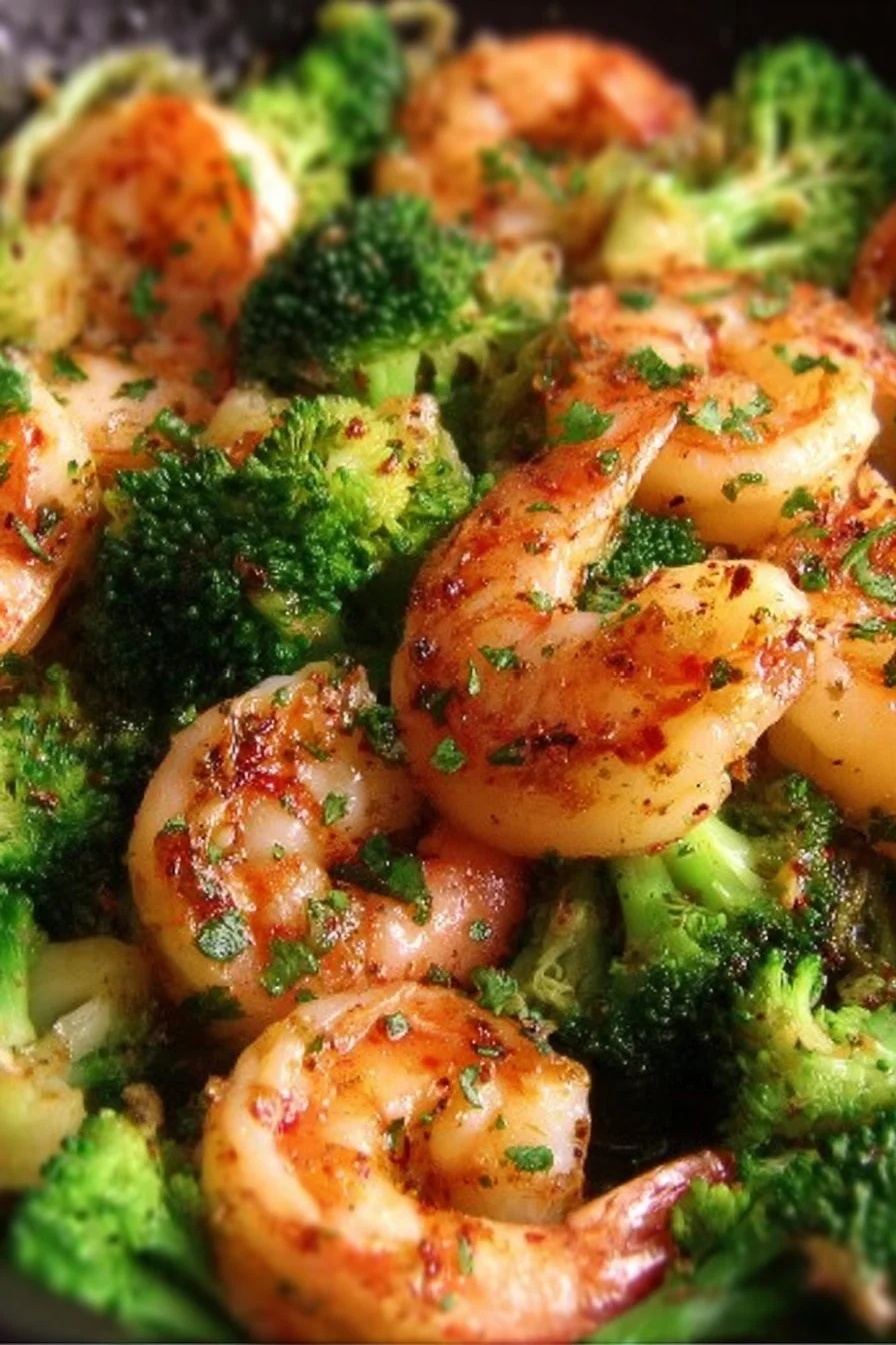 Honey Garlic Butter Shrimp & Broccoli 2 Delicious Honey Garlic Butter Shrimp with Broccoli served on a plate