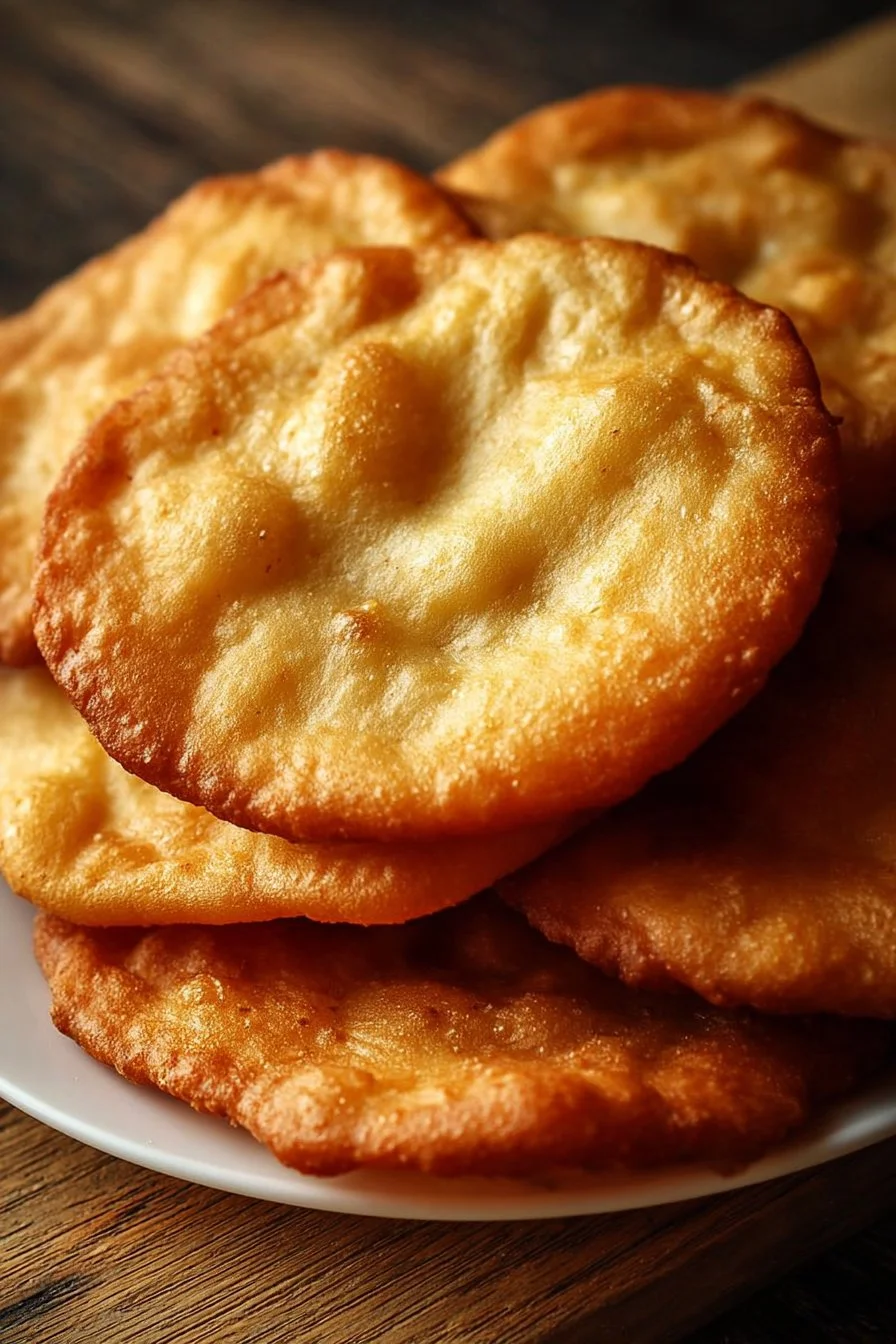 Indian Fry Bread 2 Delicious Indian Fry Bread served with toppings on a wooden table