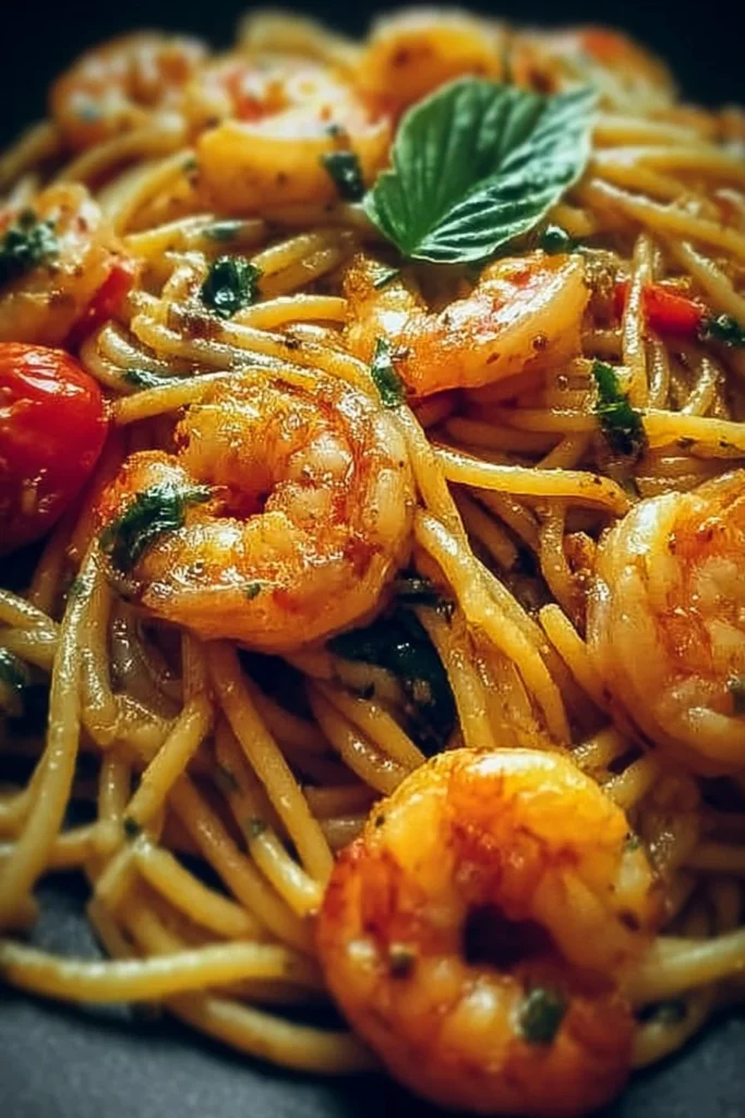 Jamaican Shrimp Pasta with vibrant spices and fresh shrimp in a creamy sauce.