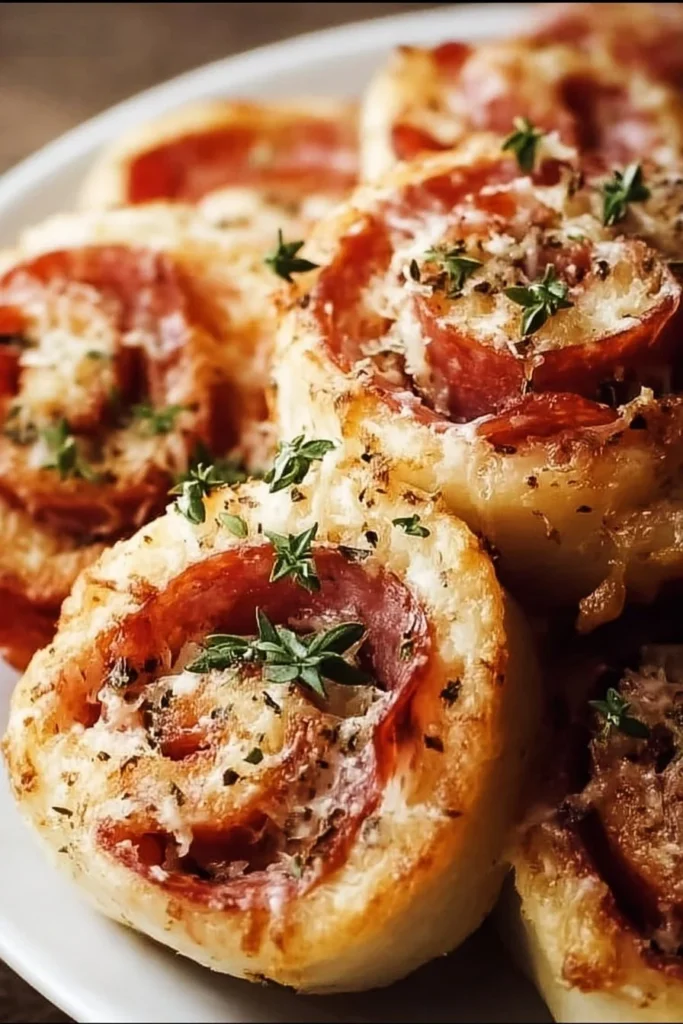 Delicious Pepperoni Pinwheels ready to serve at a party