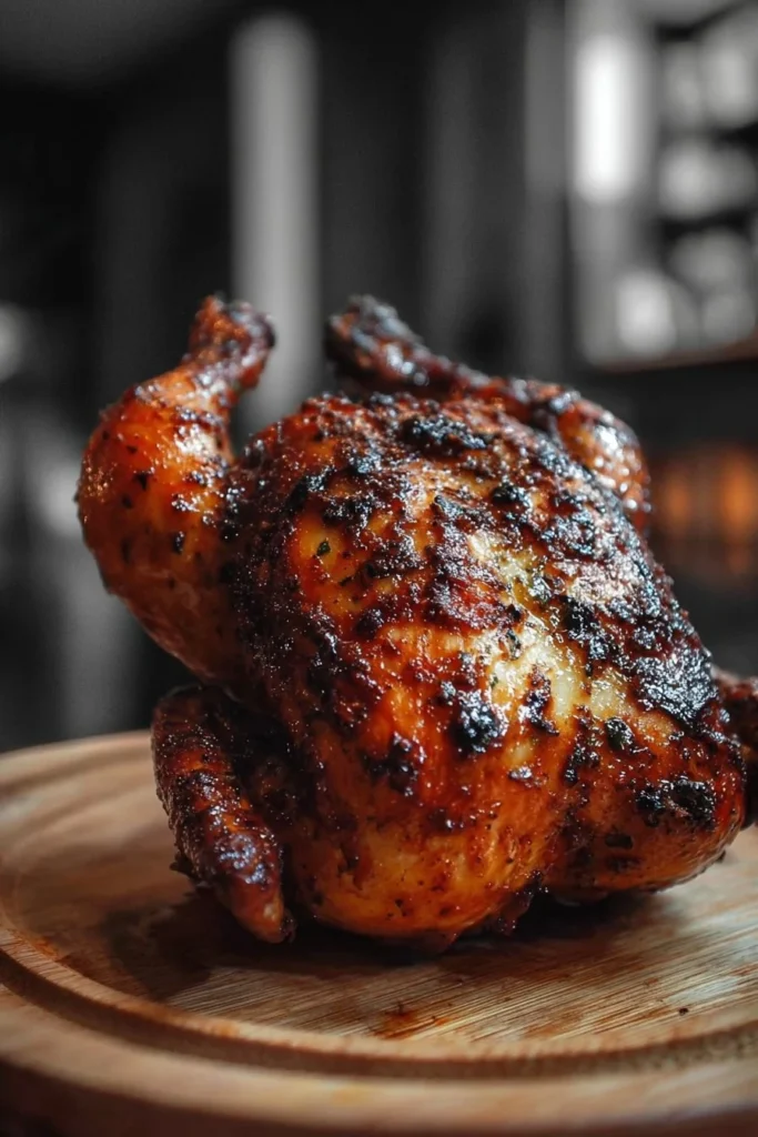 Delicious Beer-Can Chicken on a grill, showcasing juicy flavors and grilling techniques.