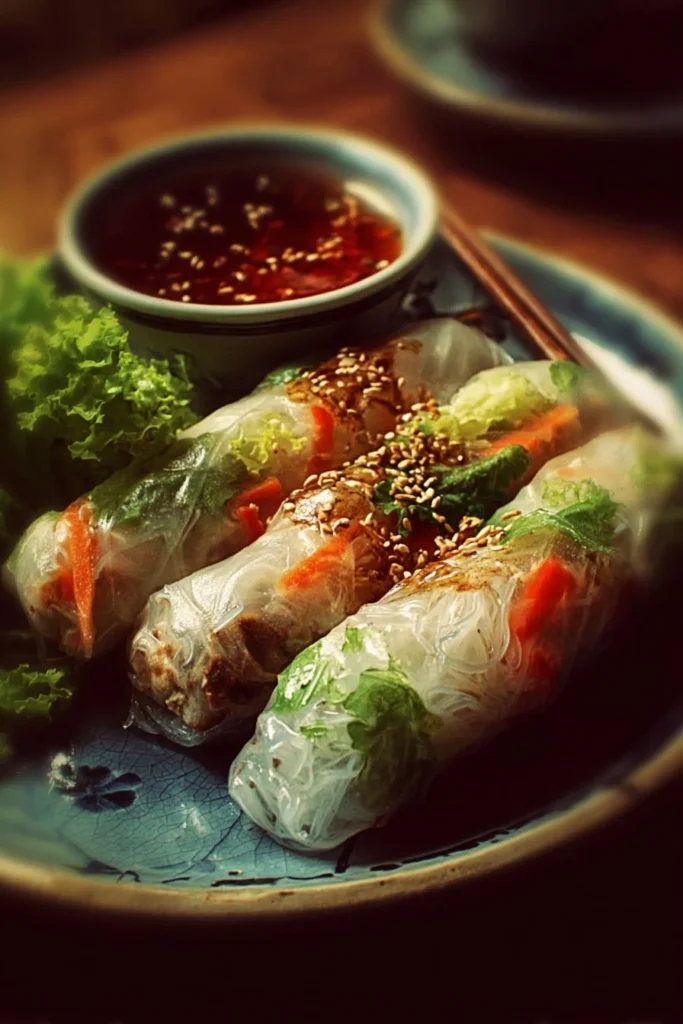 Big Mac Rice Paper Rolls with fresh ingredients and sauces