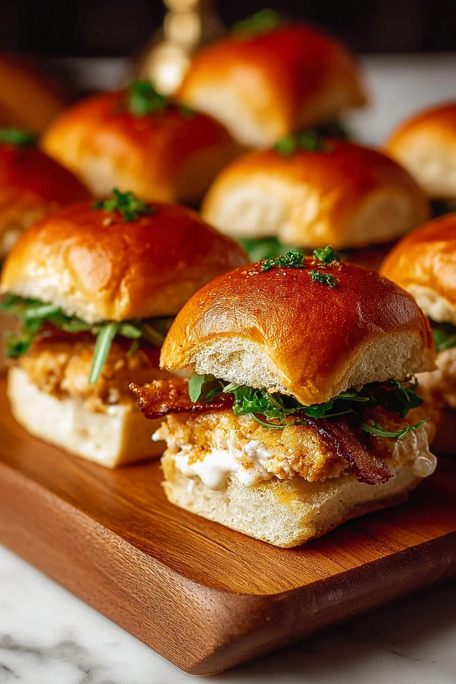 Delicious Crack Chicken Sliders served on a platter for a hearty meal.