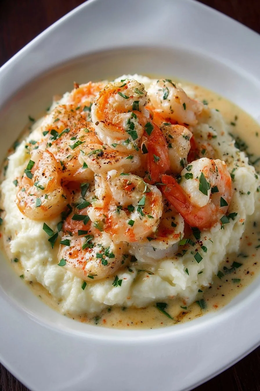 Creamy Garlic Shrimp with Mashed Potatoes