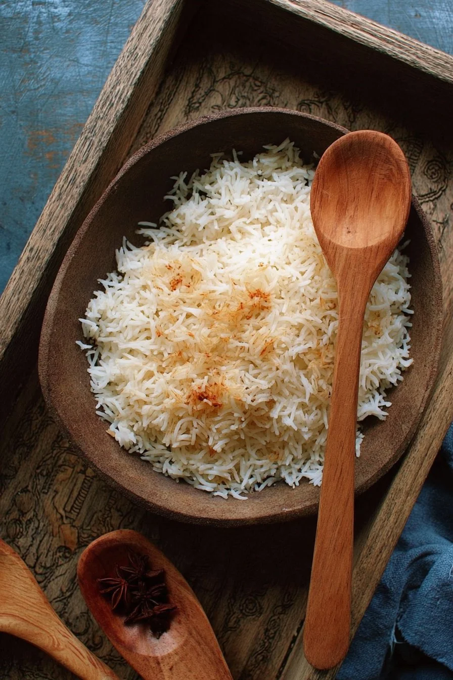 Crispy baked basmati rice served in a bowl
