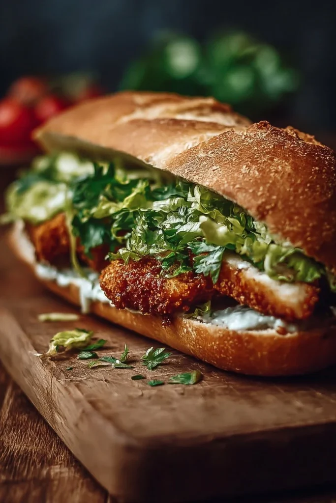 Crispy Chicken Caesar Sandwich with fresh lettuce and creamy dressing