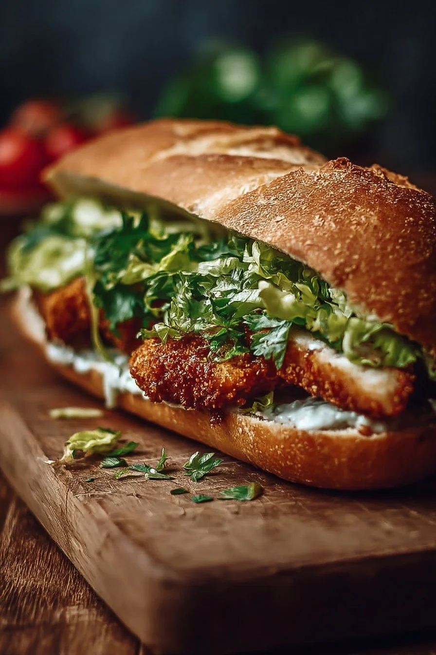 Crispy Chicken Caesar Sandwich with fresh lettuce and creamy dressing