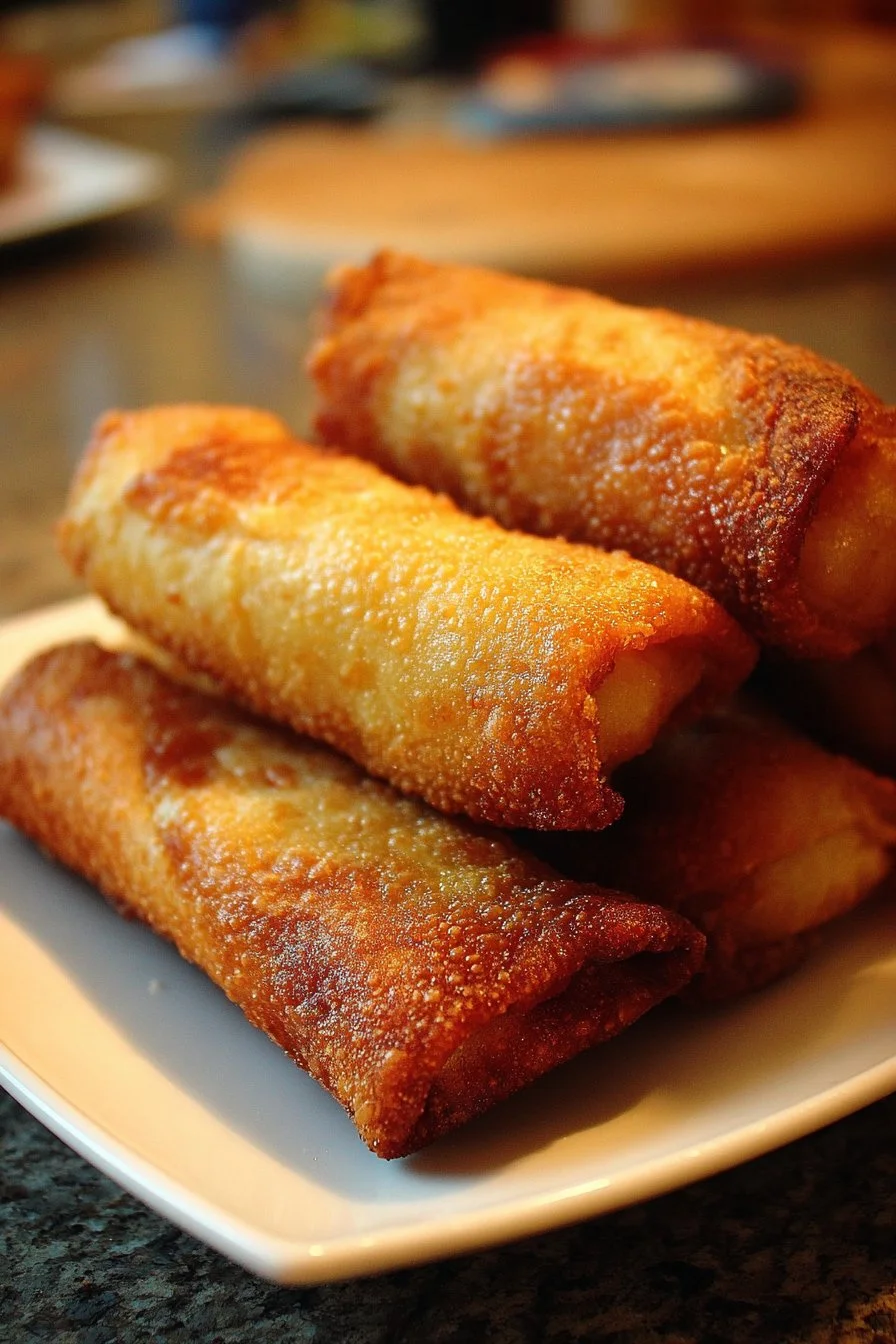 Plate of crispy Southern Egg Rolls with dipping sauce