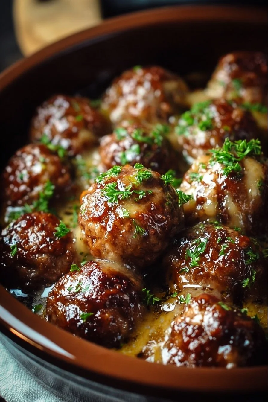 Crockpot French Onion Meatballs