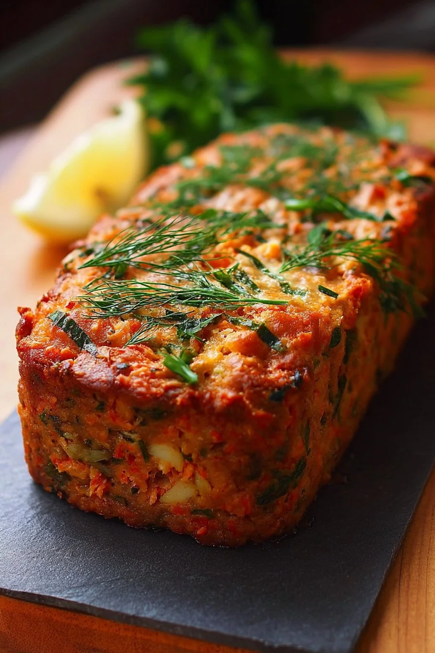 Deliciously baked salmon loaf with herbs and spices