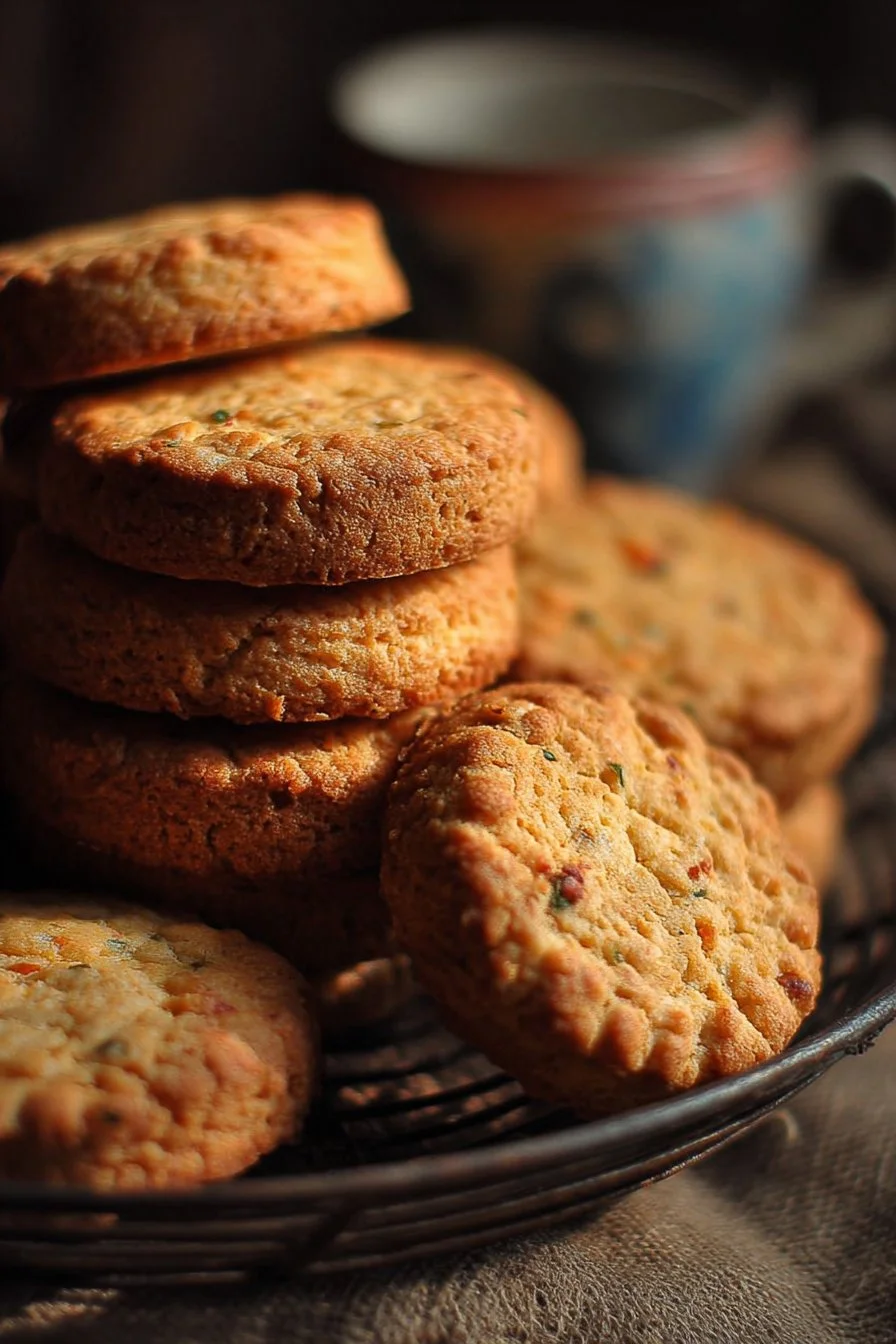High-protein breakfast biscuits on a wooden table