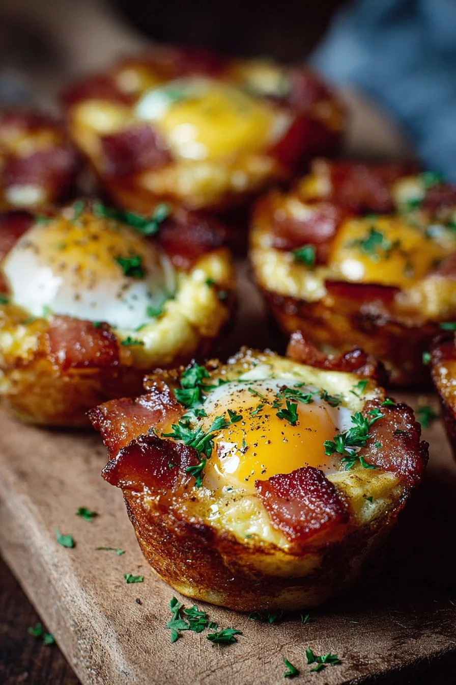 Keto Bacon Egg Muffins on a plate, perfect low-carb breakfast option.