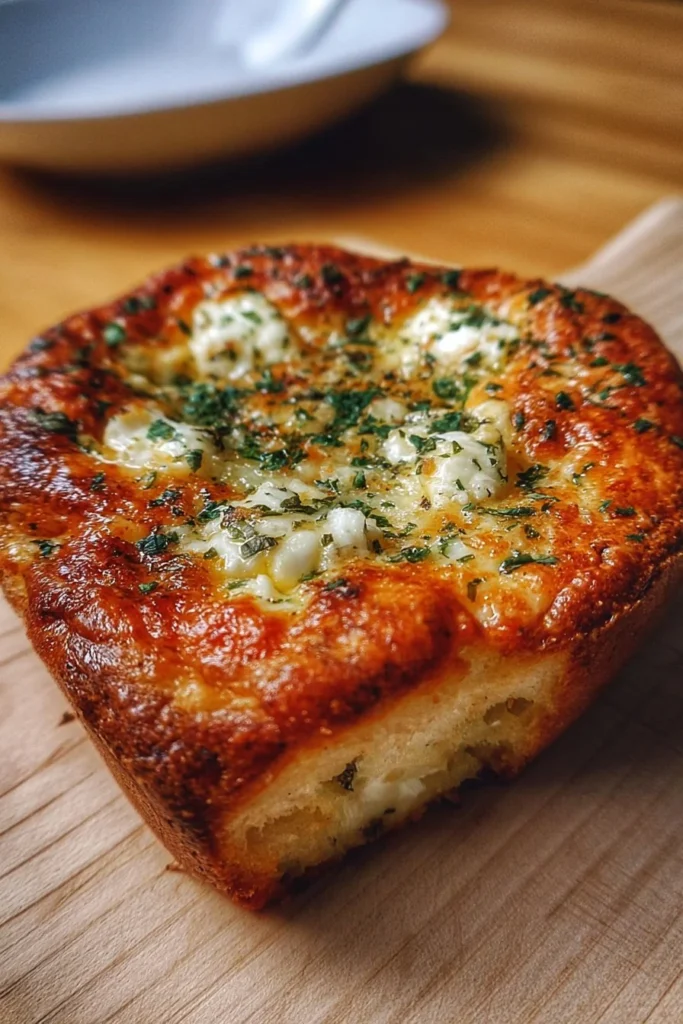 Savory cottage cheese pizza bowl topped with fresh vegetables and cheese