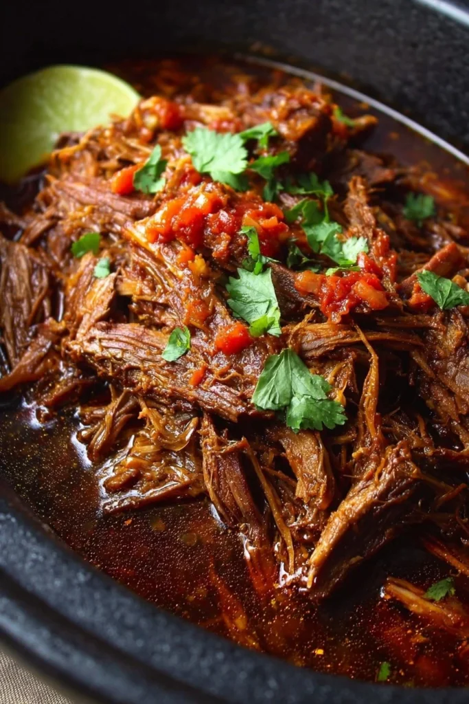 Slow-cooked barbacoa served in a bowl with fresh toppings.