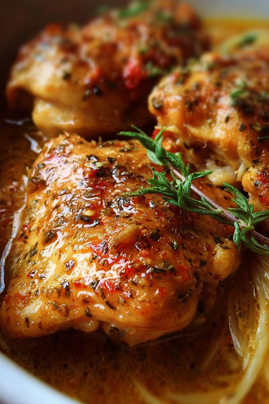 Slow Cooker Angel Chicken dish served with rice and herbs