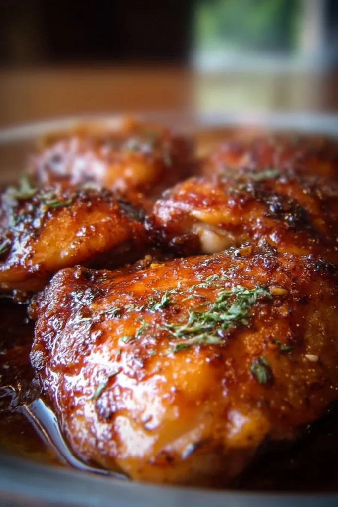 Slow Cooker Brown Sugar Garlic Chicken dish with juicy pieces and savory glaze.
