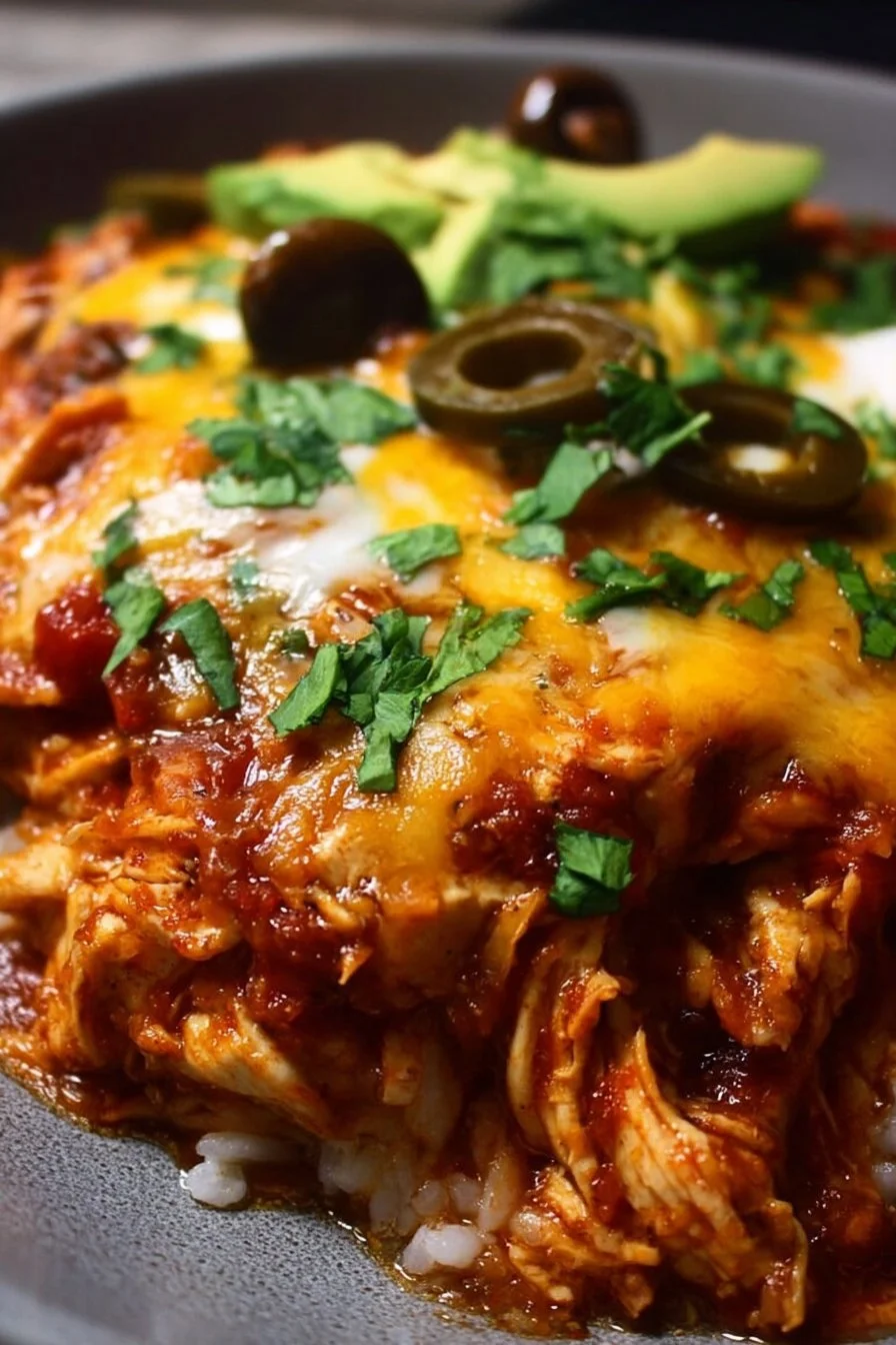 Slow Cooker Chicken Enchilada Casserole