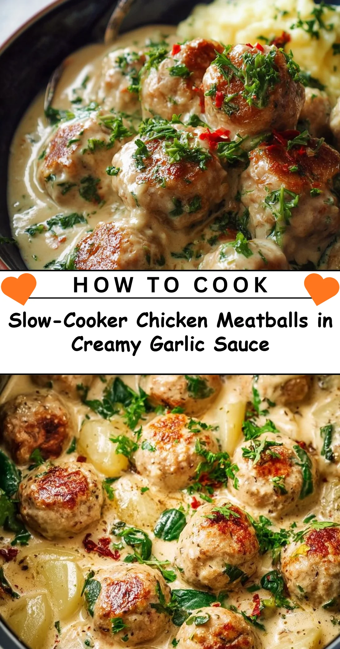 Slow-Cooker Chicken Meatballs in Creamy Garlic Sauce