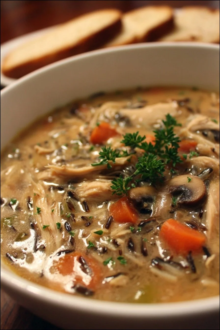 Slow-Cooker Chicken, Mushroom, and Wild Rice Soup
