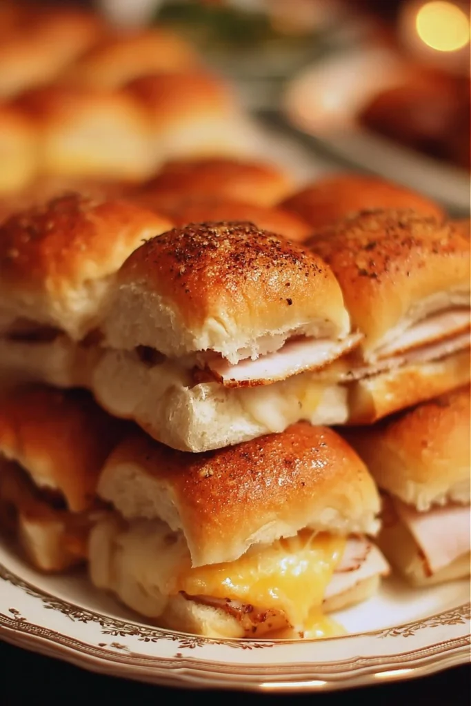 Delicious Turkey and Cheese Sliders on a serving platter