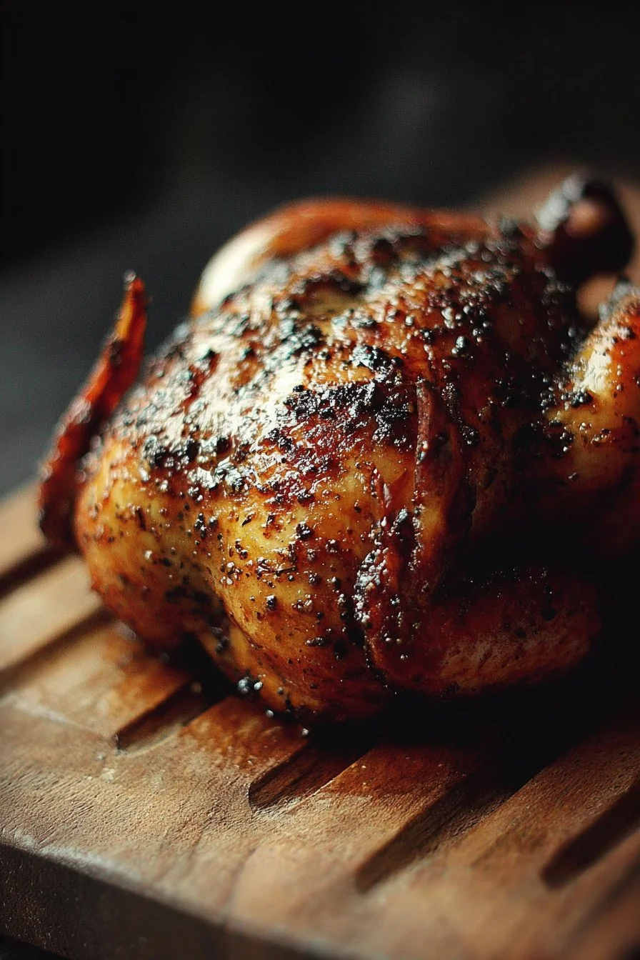 Delicious Beer-Can Chicken cooking on a grill with vibrant colors and flavors.