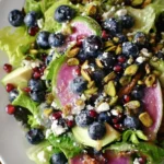 Delicious Blueberry Pistachio Spring Salad with fresh ingredients