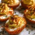 Cajun-style fried deviled eggs served on a plate