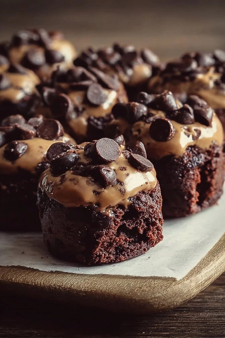 Delicious chocolate chip cookie dough brownie bites on a plate