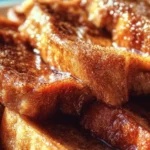 Cinnamon Overnight French Toast Bake prepared in a dish, served warm.