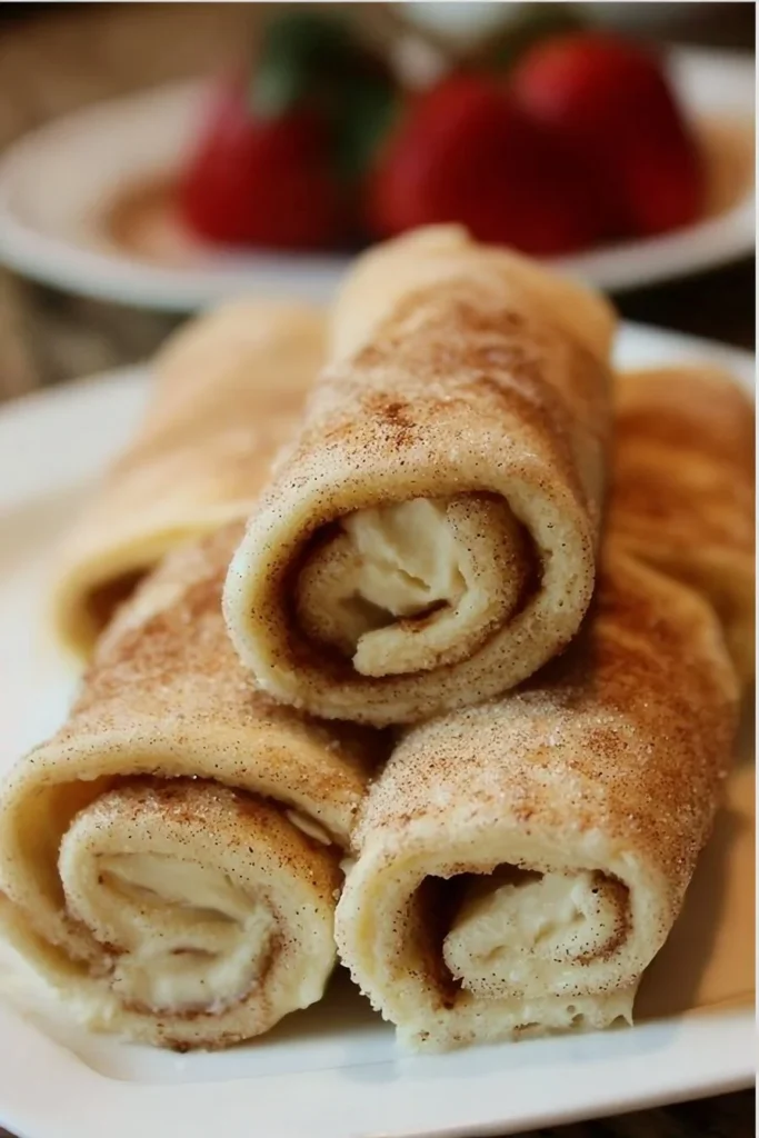 Delicious cinnamon sugar cheesecake roll-ups on a plate