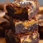 Delicious decadent caramel swirl brownies with rich chocolate and caramel topping.