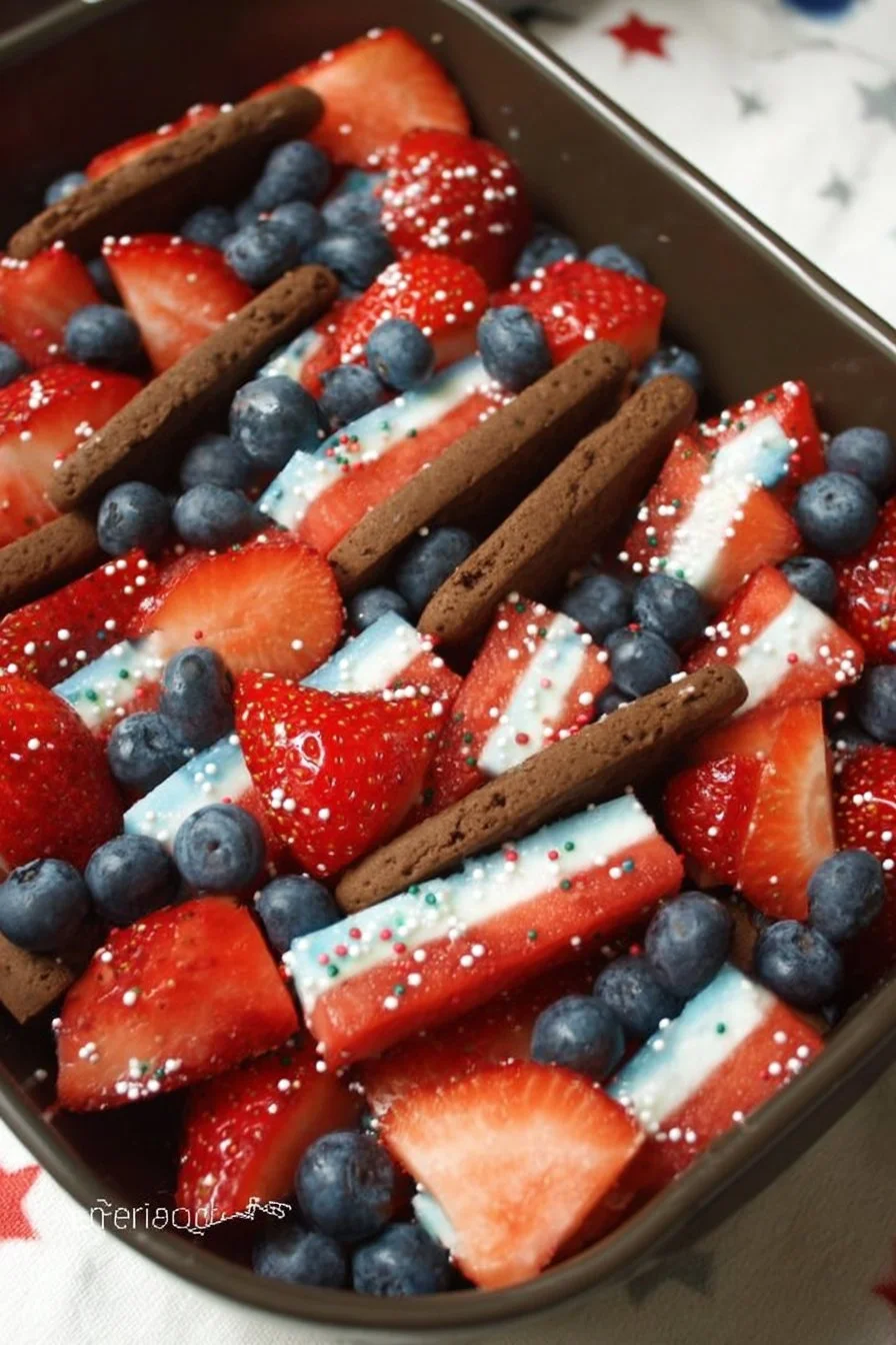 Fresh 4th of July Salad with colorful vegetables and festive presentation