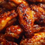 Delicious Honey BBQ Chicken Wings served on a platter with a side of dipping sauce.