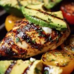 Juicy grilled California avocado chicken served with fresh ingredients