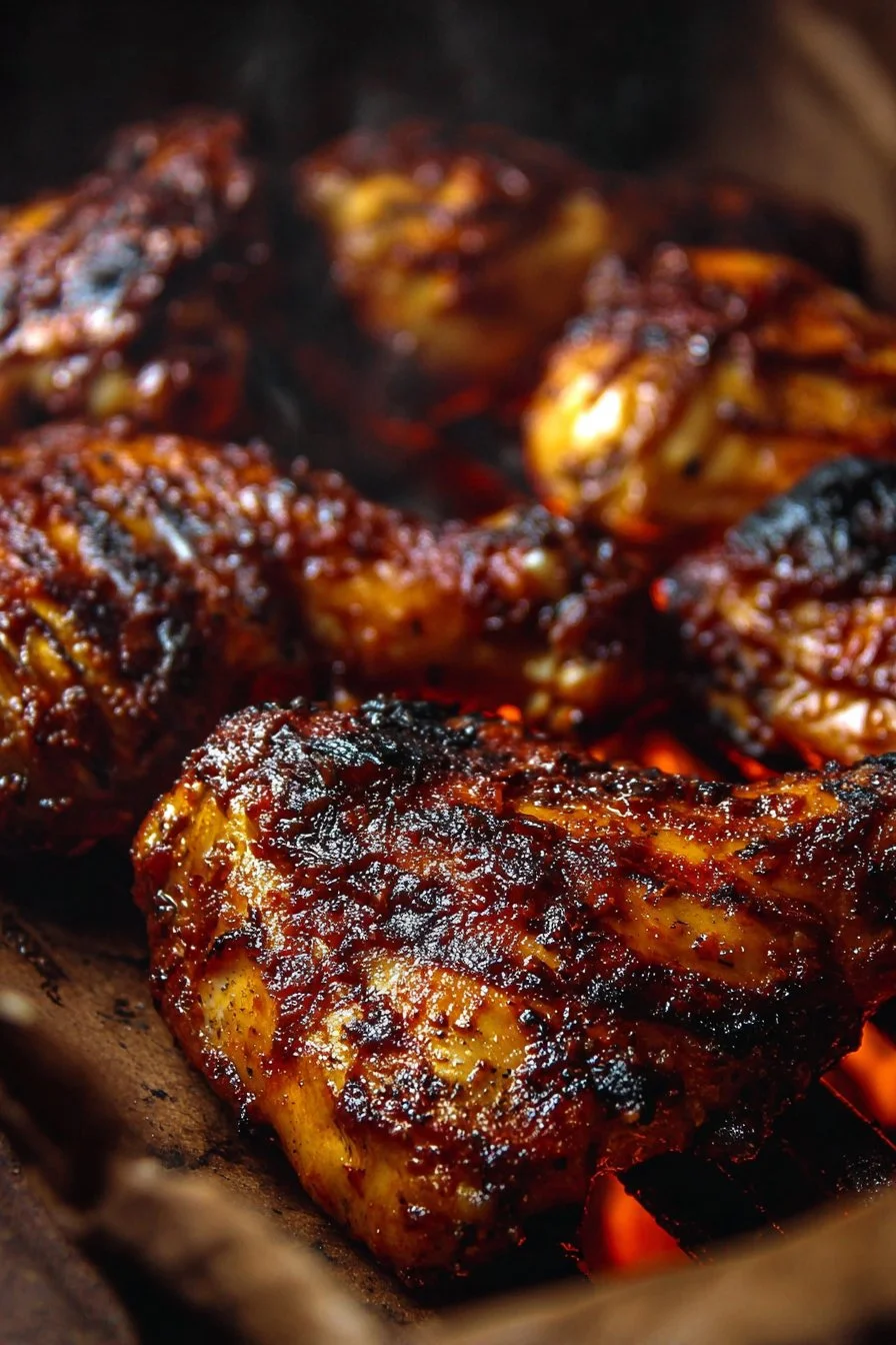 Delicious oven-baked BBQ chicken served on a plate with sauce