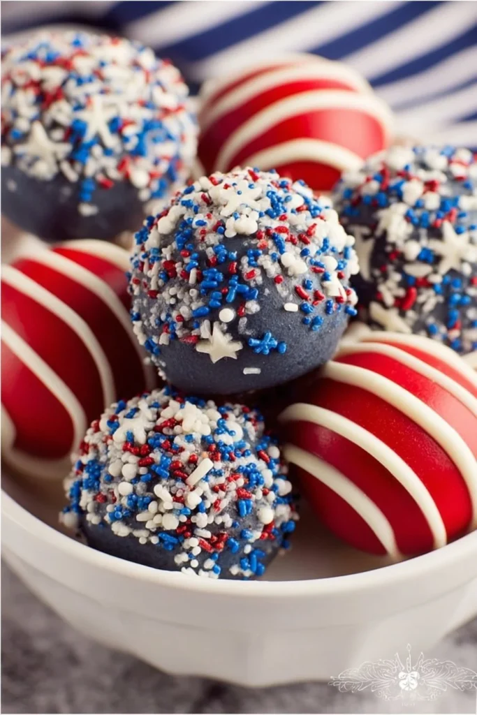 Deliciously decorated Patriotic Oreo Balls for festive celebrations