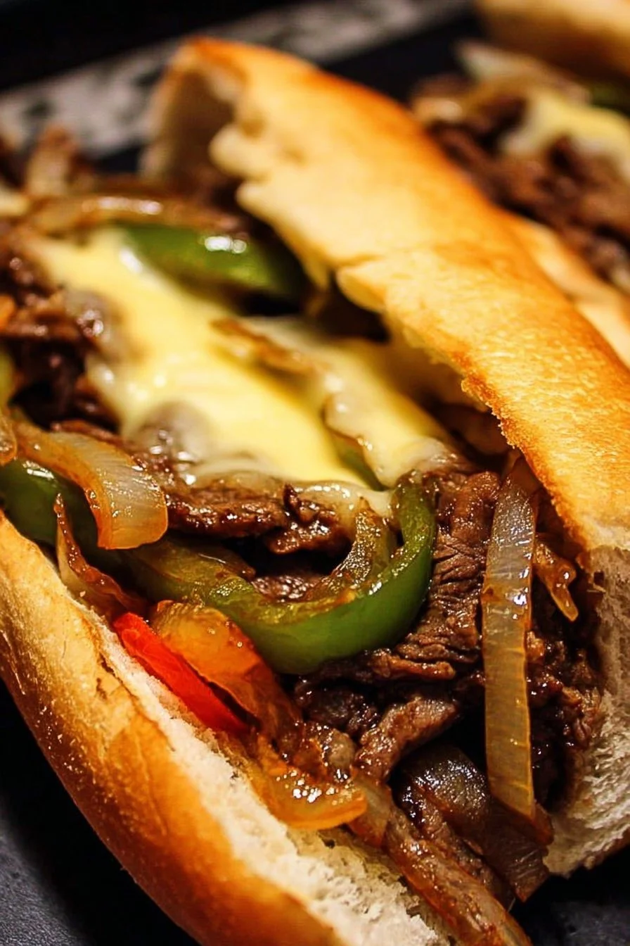 Delicious Philadelphia Cheesesteak sandwich with beef and cheese on a crusty roll