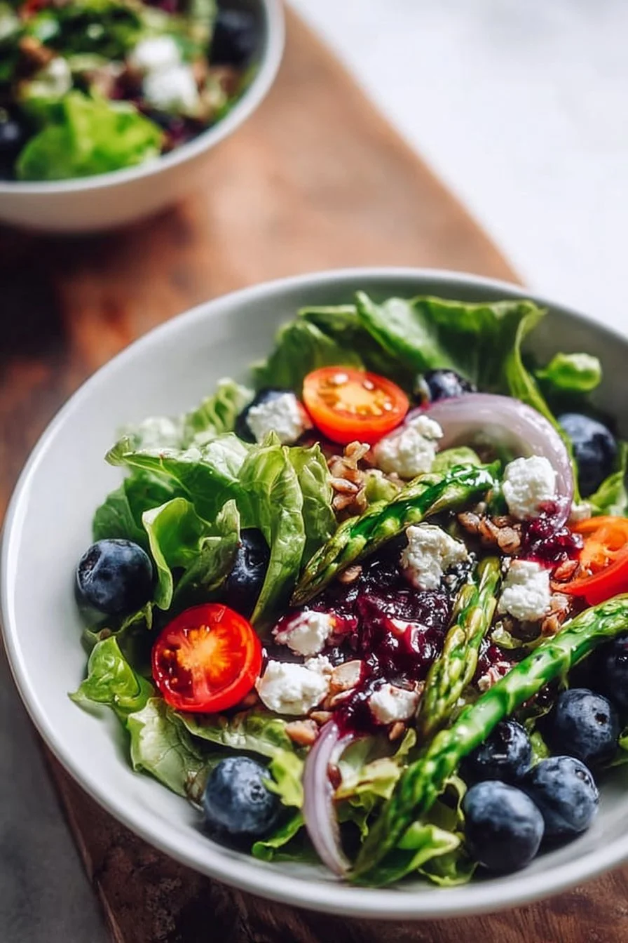 Colorful Spring Salad Delight featuring fresh greens, vegetables, and vibrant dressing