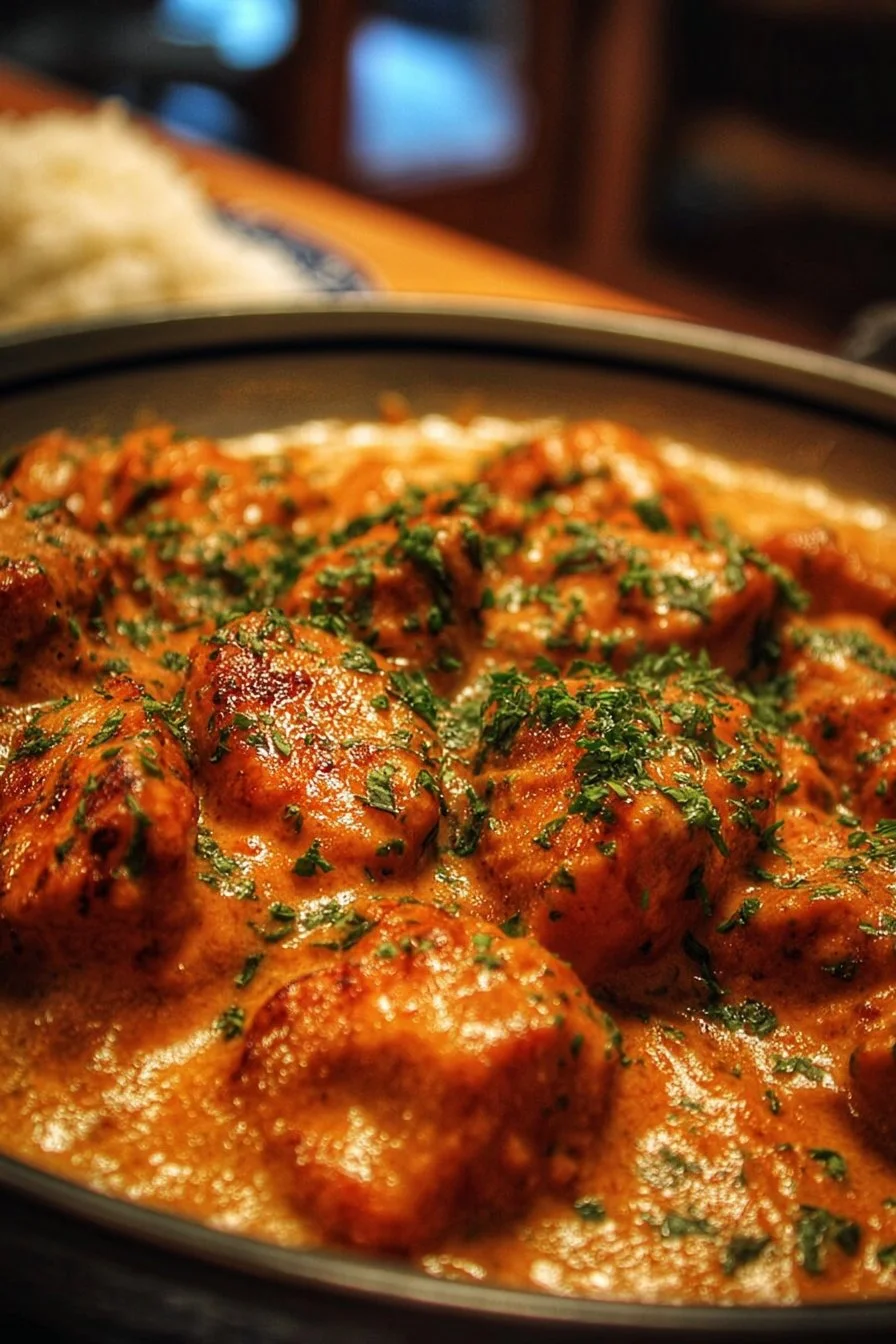 Delicious Texas Roadhouse-style butter chicken served with rice and vegetables