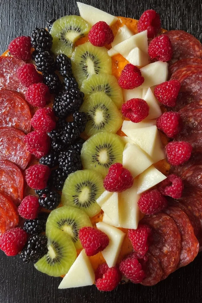 Colorful and vibrant fresh fruit salad with assorted fruits in a bowl