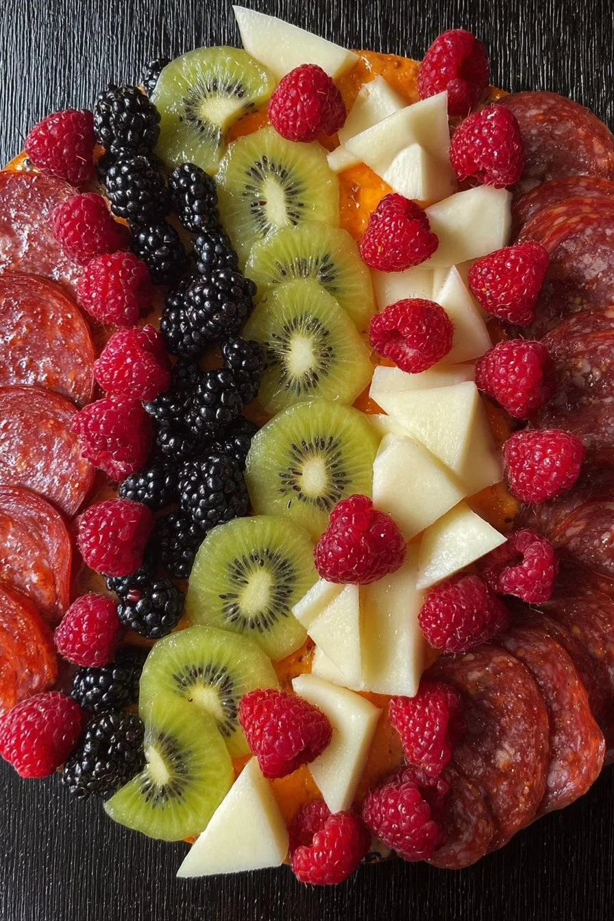 Colorful and vibrant fresh fruit salad with assorted fruits in a bowl
